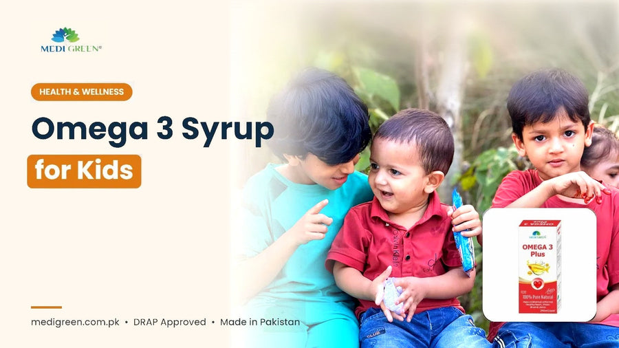 Omega 3 syrup for kids - Omega 3 Plus by MediGreen Pakistan