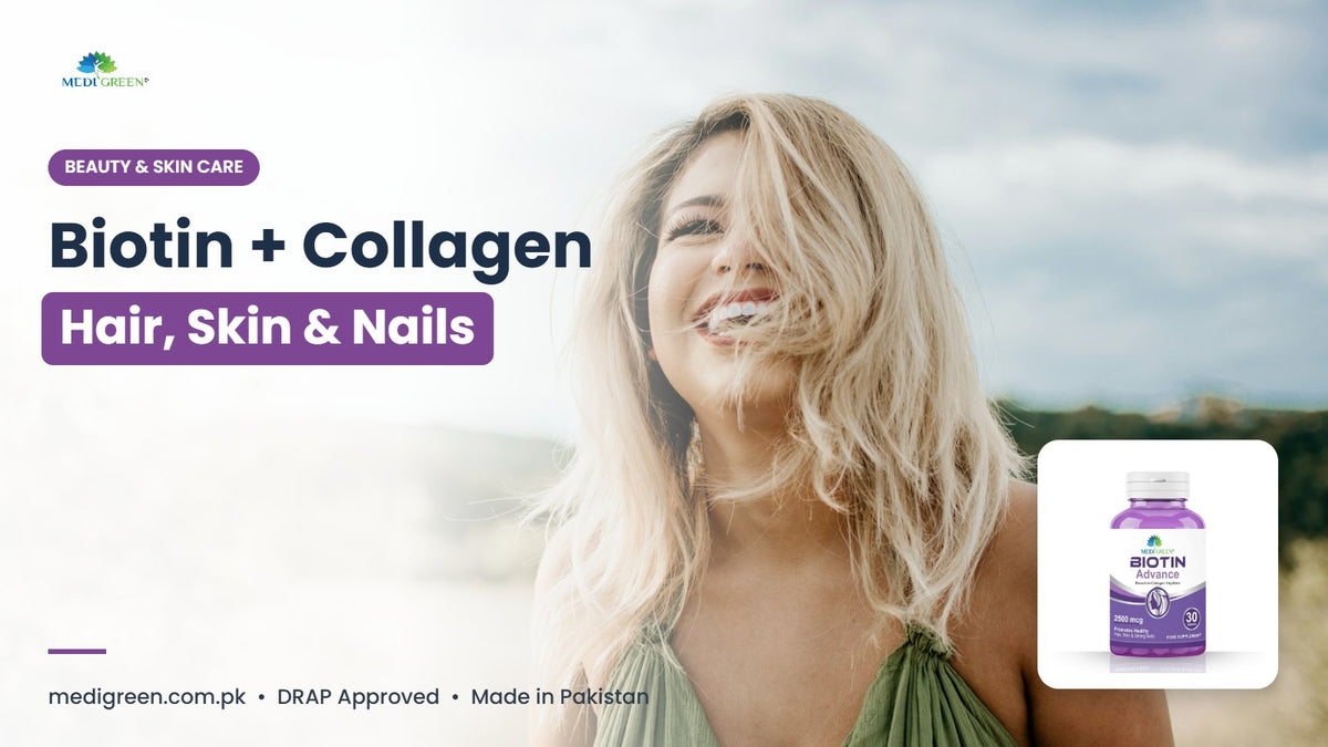 Biotin with collagen for hair, skin and nails - Biotin Advance by MediGreen