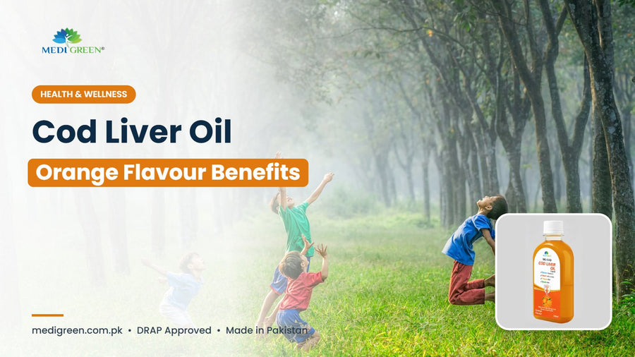 Cod liver oil orange flavour benefits in Pakistan - MediGreen