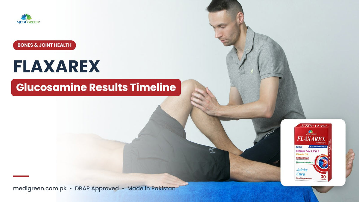 FLAXAREX glucosamine results timeline for knee joint care - MediGreen