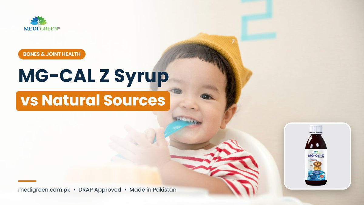 MG-CAL Z syrup vs natural calcium sources in Pakistan