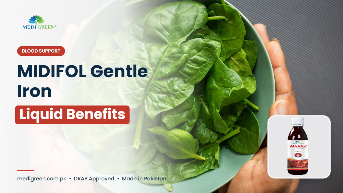 MIDIFOL gentle iron liquid benefits in Pakistan