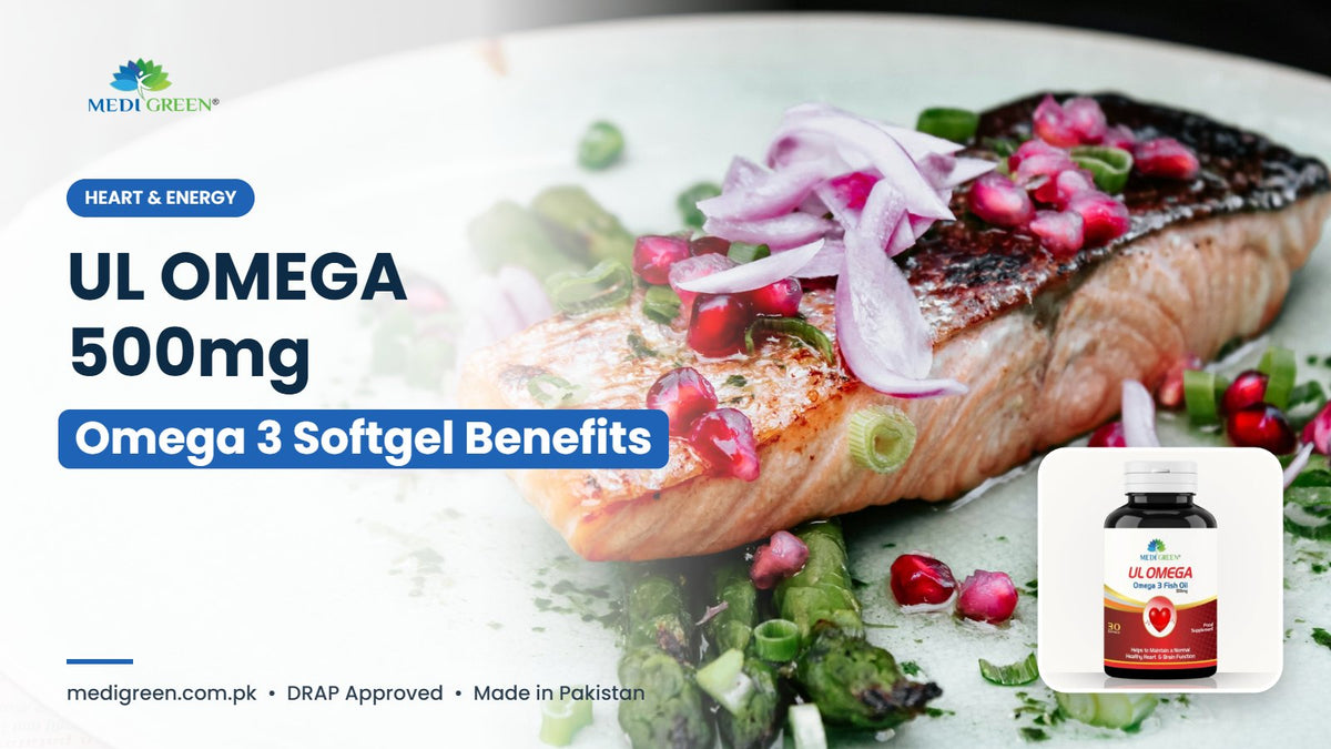 UL OMEGA 500mg omega 3 softgel benefits in Pakistan