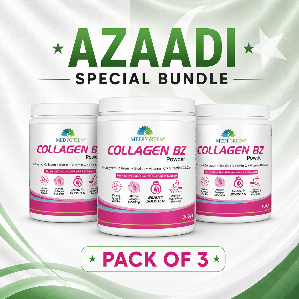 Collagen BZ Powder Pack Of 3 MediGreen