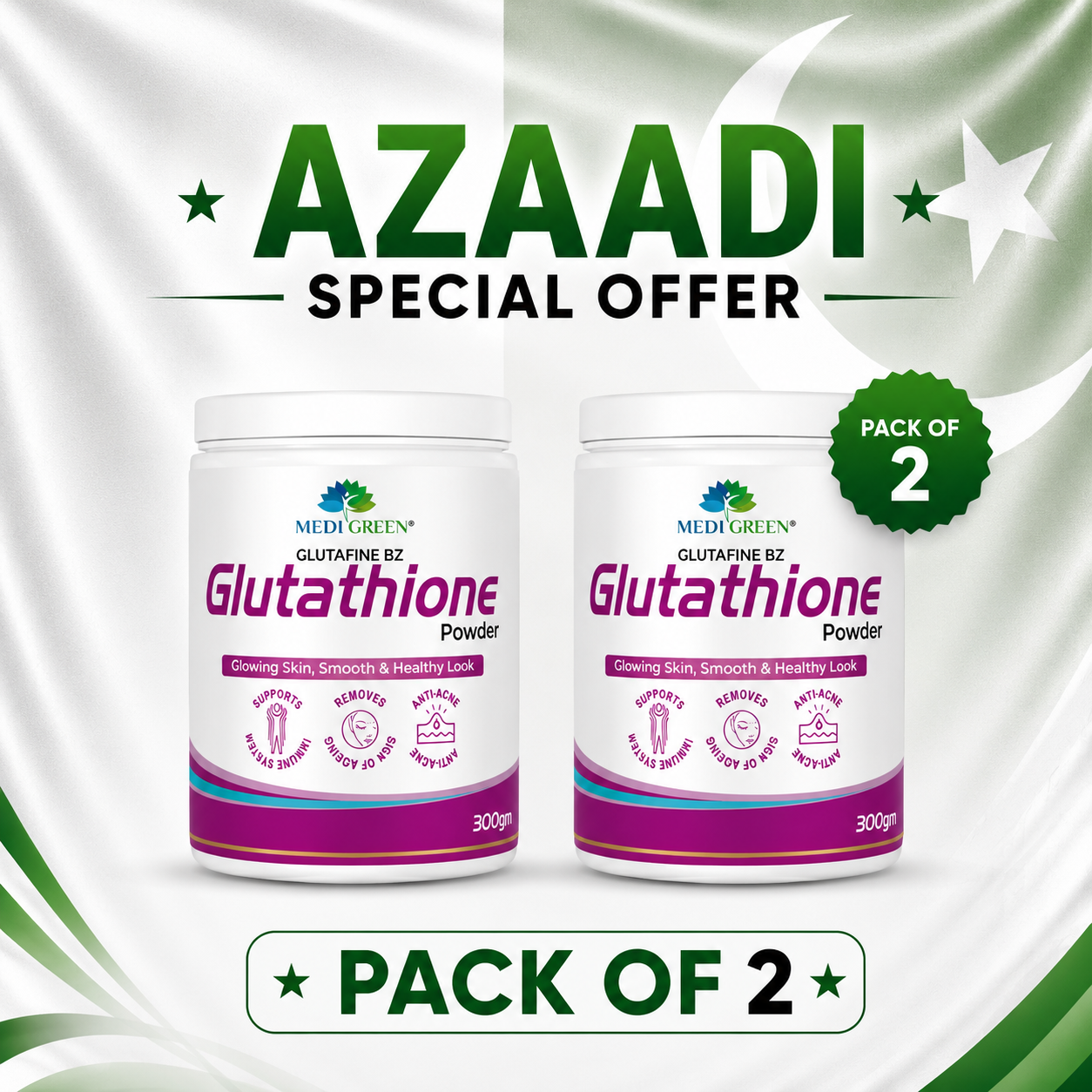 Glutathione Powder Pack Of 2 MediGreen