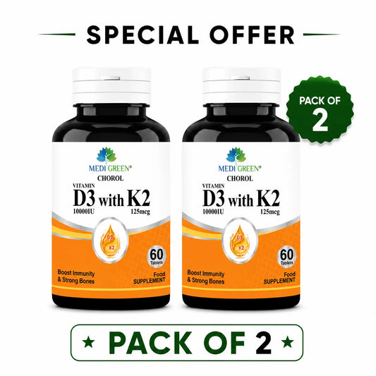 Vitamin D3+K2 Pack Of 2 60s MediGreen