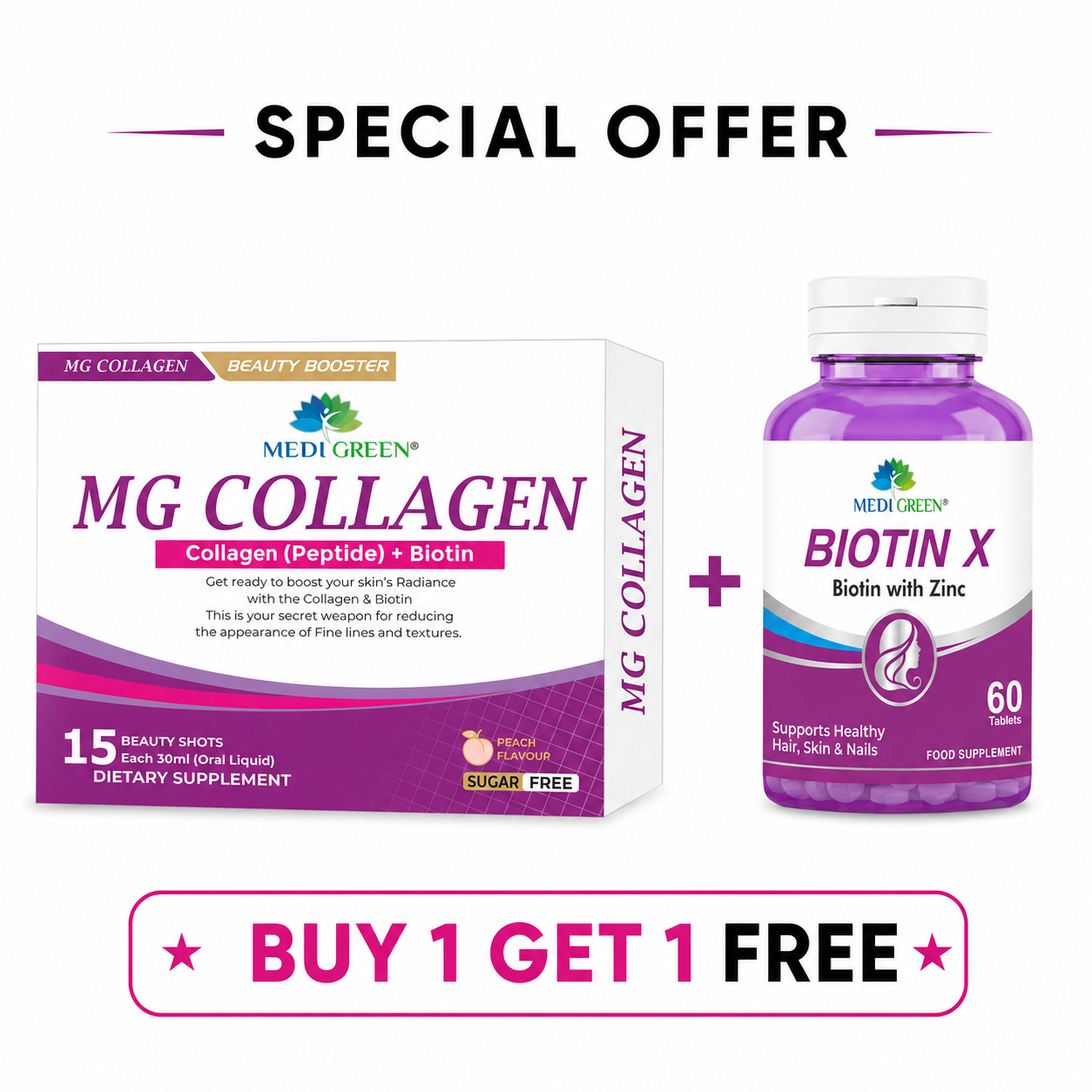 MG Collagen Beauty Booster + FREE Biotin X MediGreen