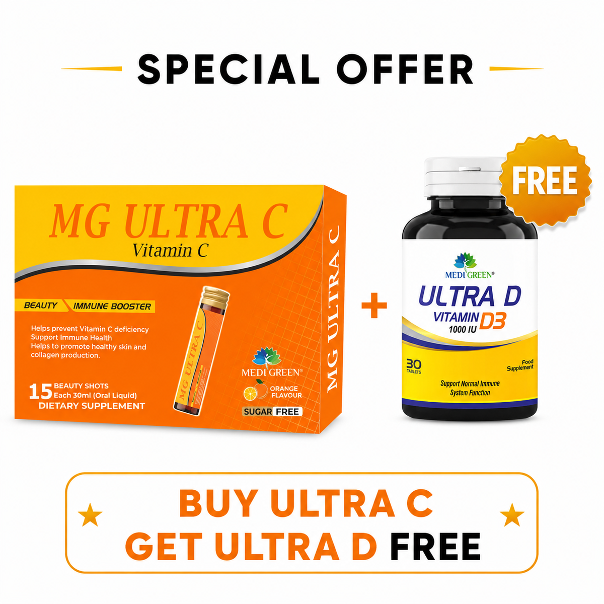 MG Ultra C + FREE Ultra D Vitamin D3 – Special Bundle MediGreen