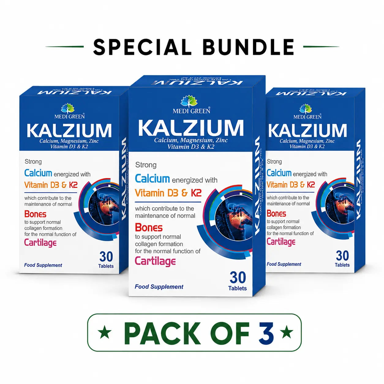 Kalzium D3&k2 Pack Of 3 MediGreen