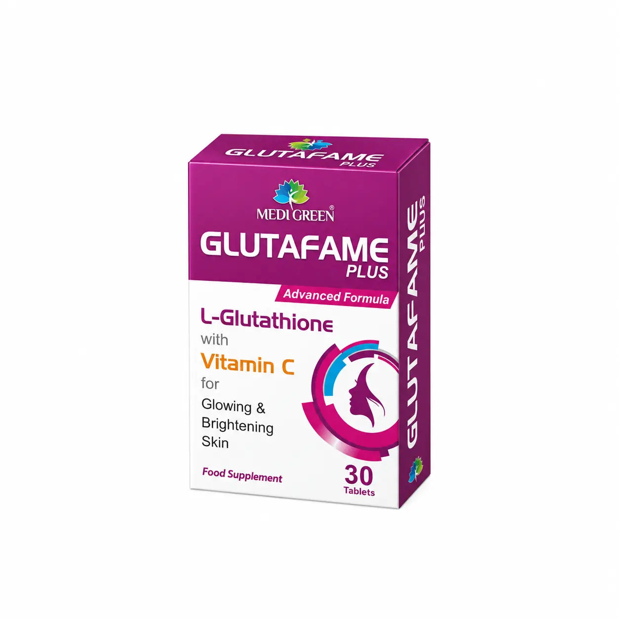 Glutafame Plus Glutathione Skin Whitening Tablets MediGreen
