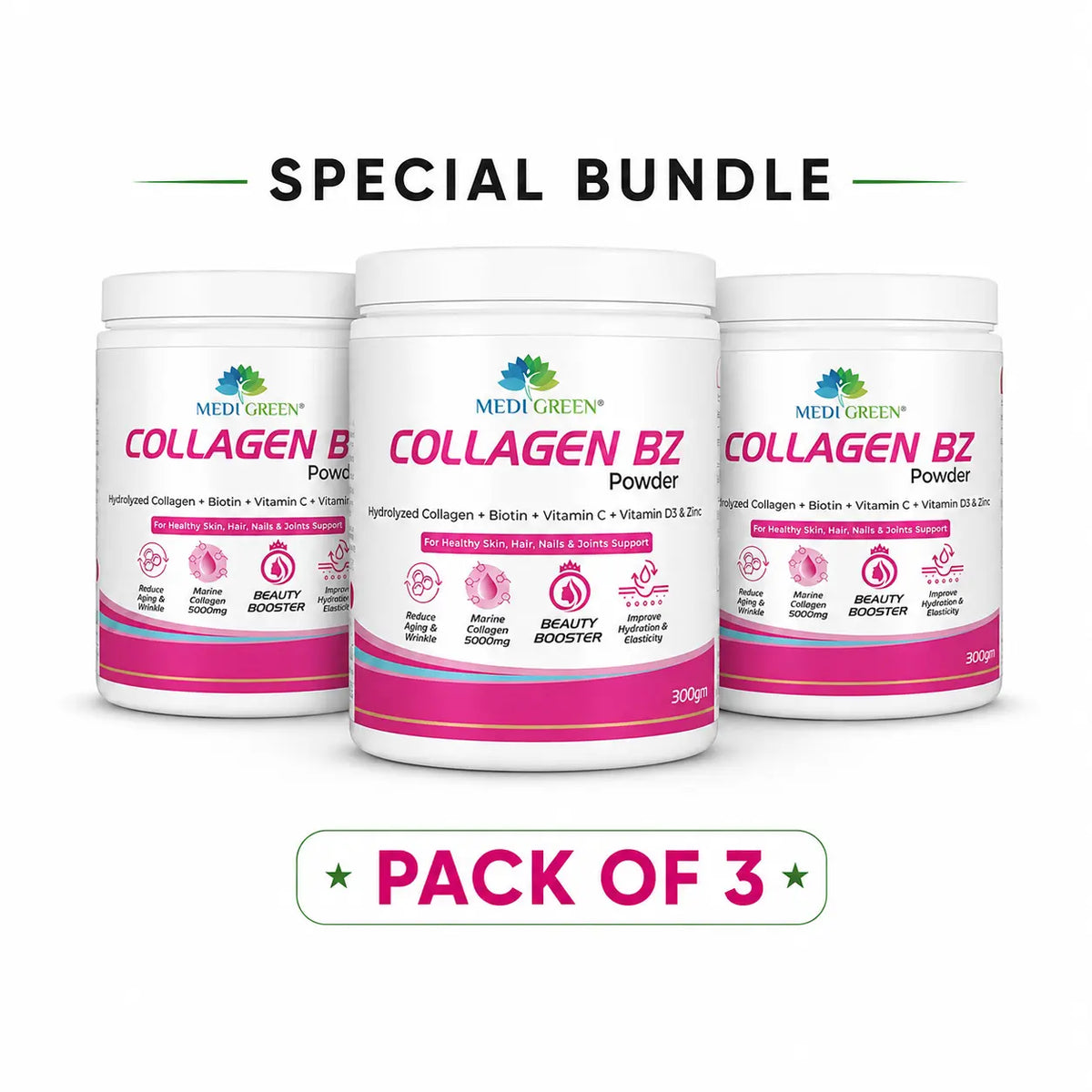 Collagen BZ Powder Pack Of 3 MediGreen